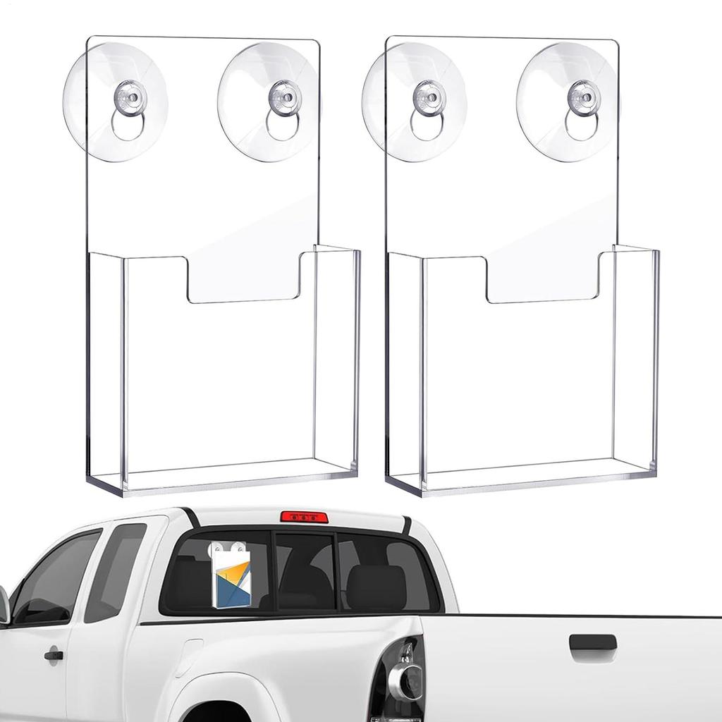 2pcs Acrylic Brochure Holder Suction Cup Literature Stand Wall Mounted Pamphlet Rack For Office Document Literature Brochure