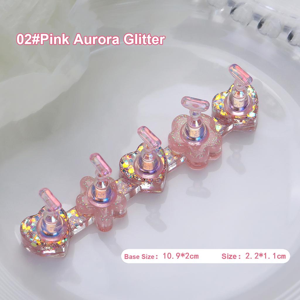 Nowy Magnetyczny Uchwyt na Paznokcie Stojak Ekspozycyjny do Ćwiczeń Żywica Laser Aurora Lodowy Przezroczysty Podstawa w Kształcie Serca Półka Ekspozycyjna Narzędzie do Nail Artu