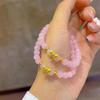 Pink Crystal Cat's Eye Bow Beaded Bracelet – Fresh Sweet Style, Niche Design