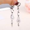 Korean Fashion Irregular Pearl Rivet Earrings For Women Punk Asymmetry Geometric Earrings Goth Grunge Jewelry Accessories