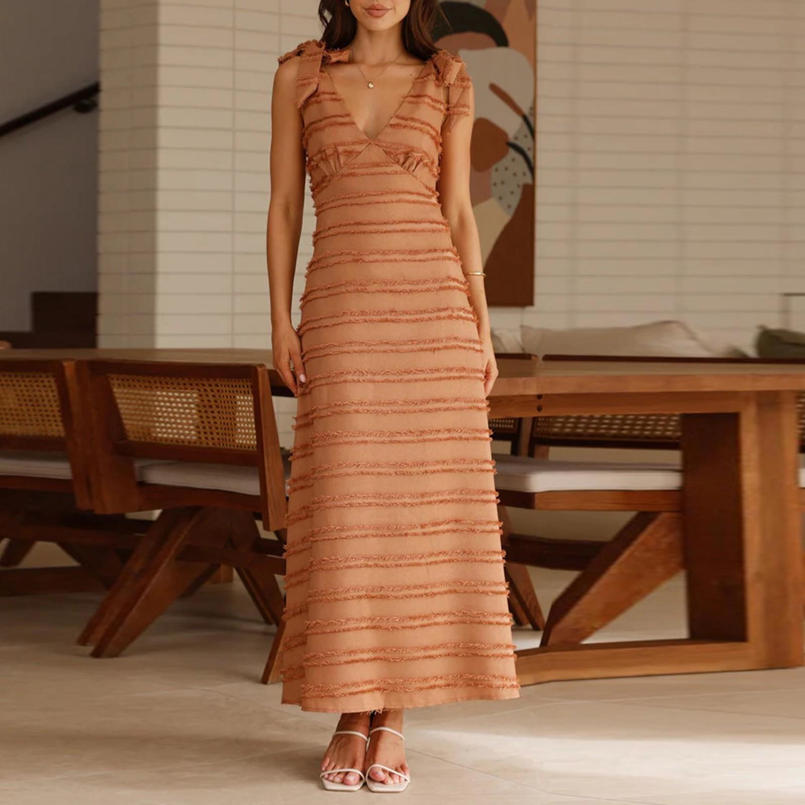 

Женский летний сексуальный облегающий макси-сарафан со шнуровкой и V-образным вырезом S