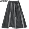 DIMANAF Plus Size Women Floral Linen Skirts Female Elastic Basic High Fashion Japanese Dress