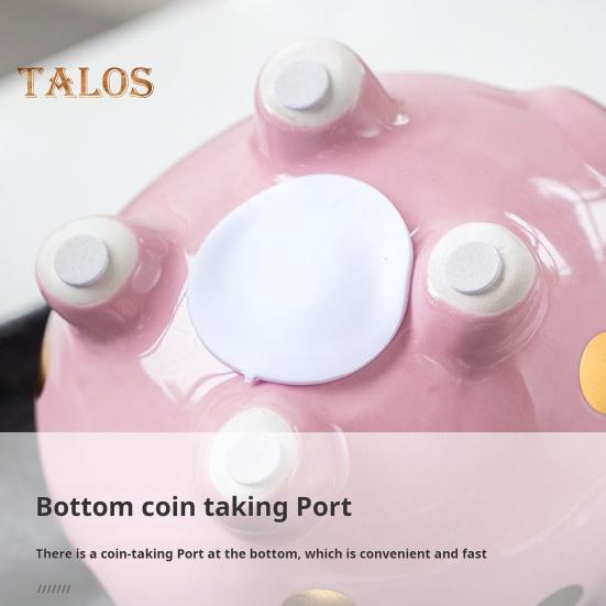 Sparschwein aus Keramik mit Krone und Schweinchen, goldene Punkte, Cartoon-Schwein, Münze, Geldbank, Home-Office, Bücherregal, Schreibtisch-Dekoration, Ornament, Geschenk für Kinder und Erwachsene