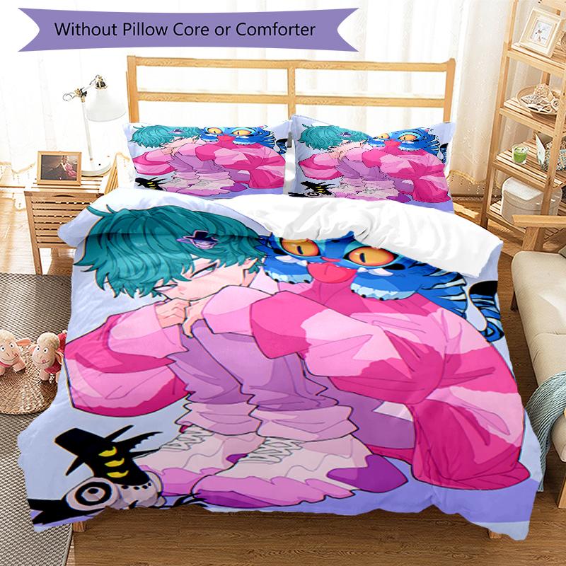3pcs KPop Demon Hunters SAJA BOYS2 Design Cover Set - HD Printed Bedding with 1 Cover and 2 Pillowcases - Perfect for Home and Dorm Decor