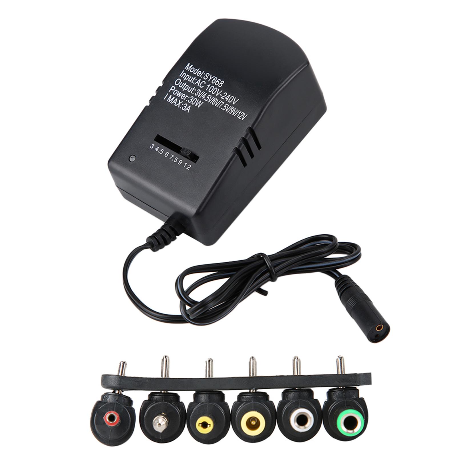 

Универсальный 30 Вт 3v4.5v6v7.5v9v12v Регулируемый адаптер питания постоянного тока US Plug