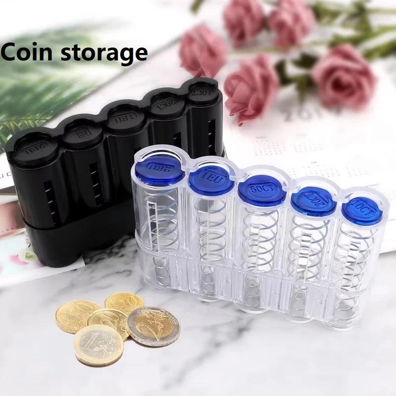 Transparent Plastic Coin Storage Box, European Coin Dispenser, High-Quality Coin Storage Box, Coin Storage Box, Money Box