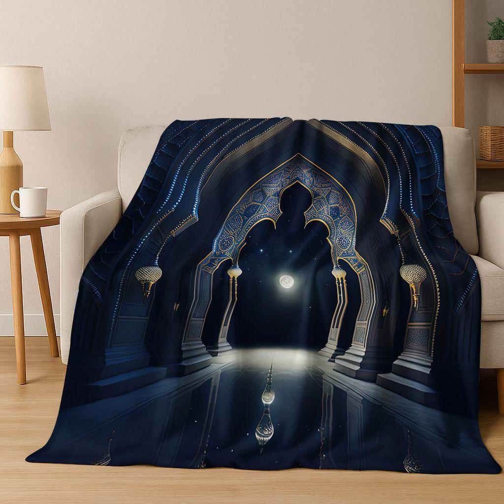 3D Islam Faith Prayer Muslim Calligraphy Flannel Blanket,Cozy Soft Throw Blanket for Home Bedroom Bed Sofa Picnic Cover Gift Kid