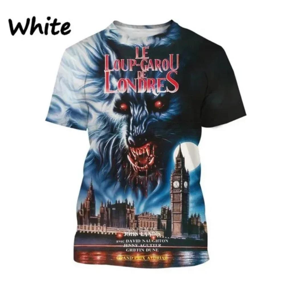 Y2K Top American Werewolf 3D Gedrucktes T-Shirt Lustige Freizeit Herrenbekleidung Mode Herren- und Damen Rundhals Kurzarm T-Shirts