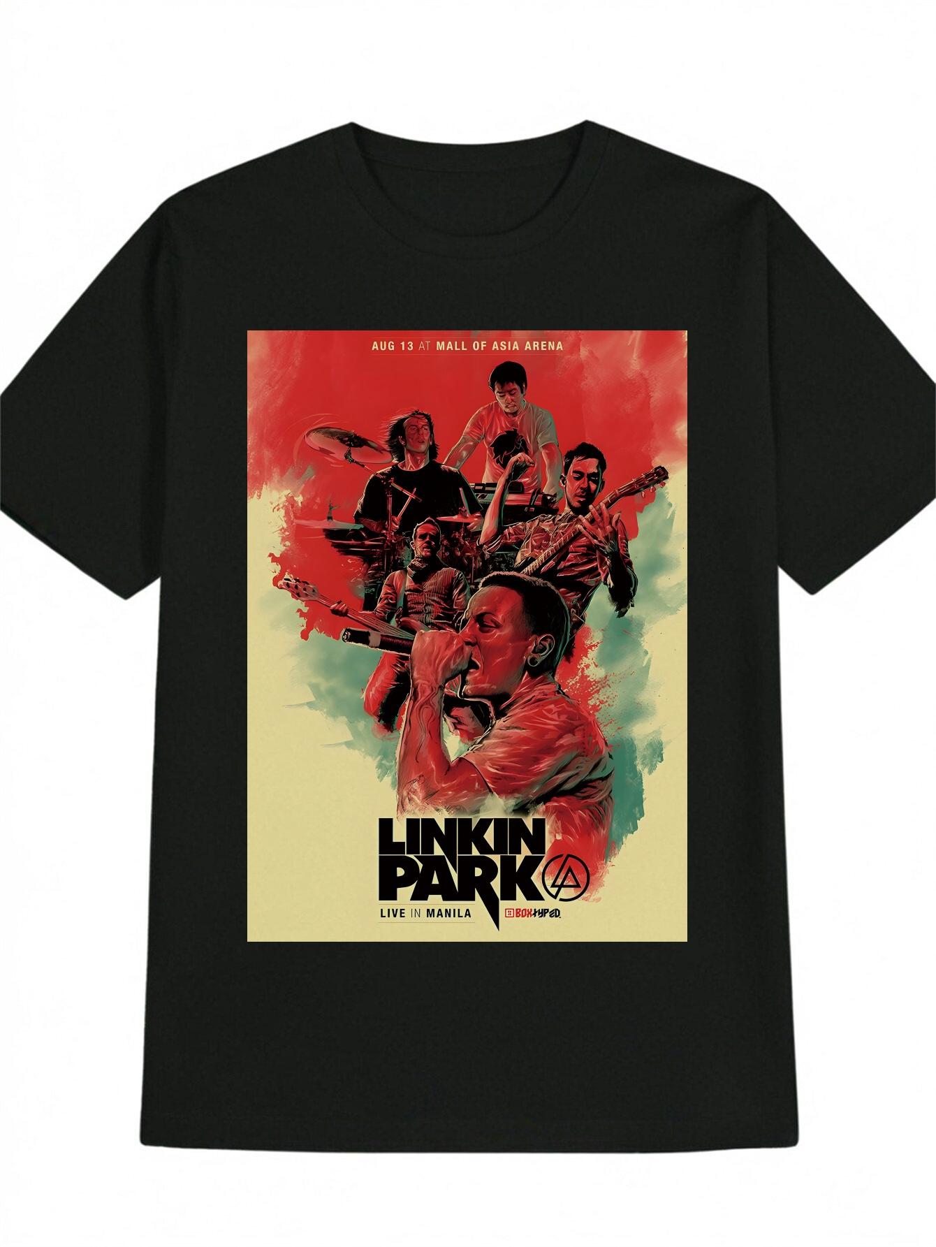 LINKIN PARK Hybrid Theory Album Art Graphic T-shirt - Black Band Member Circle Print L