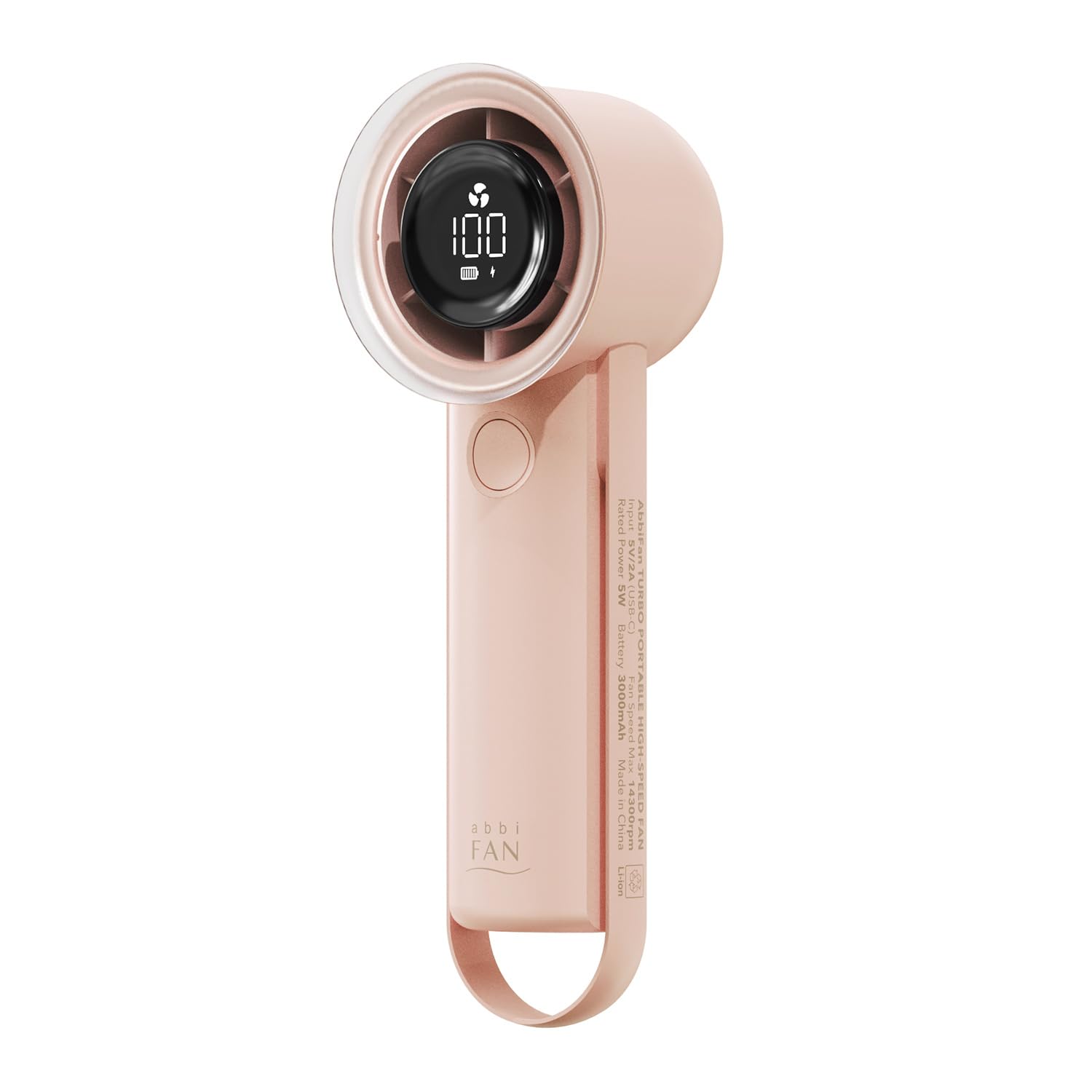 

abbiFan Turbo Portable Handheld Fan Wind BLDC Selectable Speed Continuously 5 Button Hidden Blade LED USB Silicone Multifunctional AB26698PK Dusty