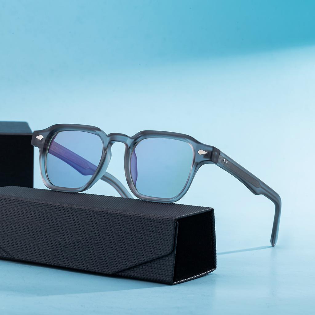 New European and American fashion box color-changing sunglasses men's propionic acid pin anti-ultraviolet sunglasses men's