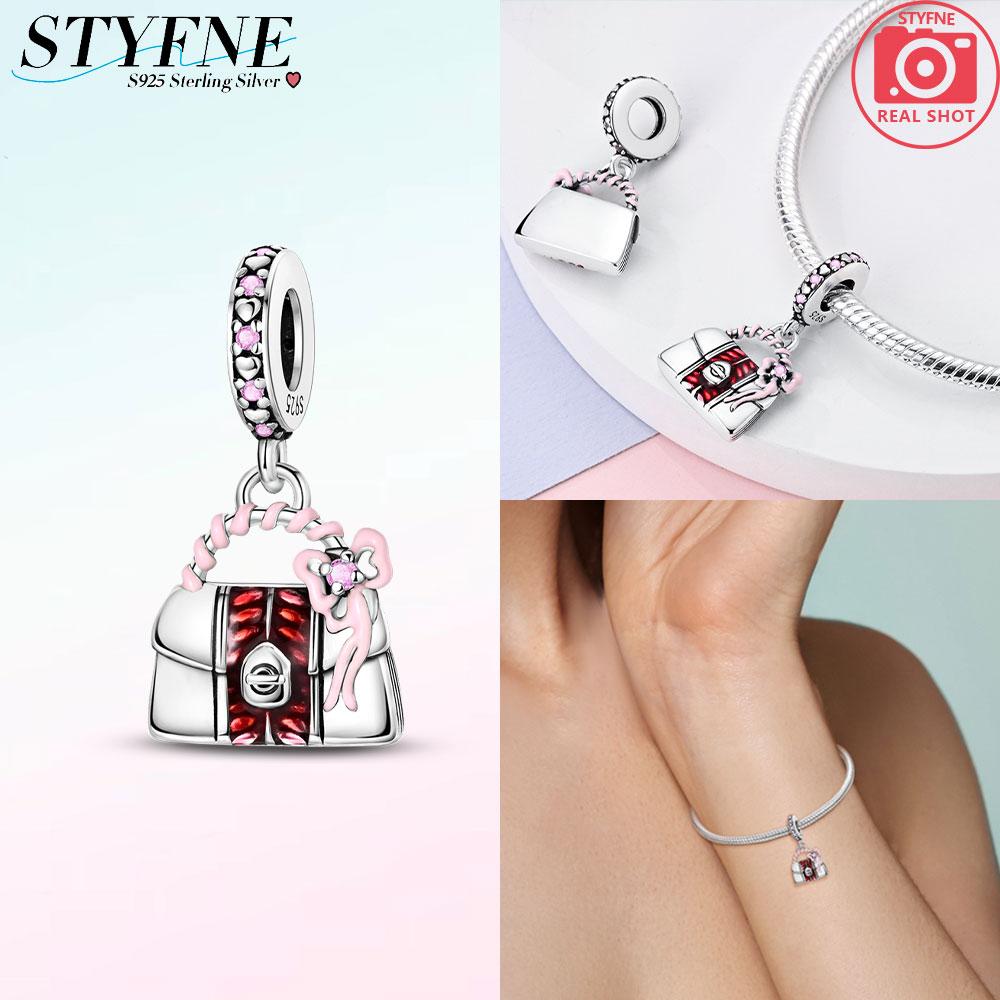 

Girl Pink Bow Bag Pendant Charm Metal Original Beads Fit Charms Bangle Accessory Gifts Ideal for Elegant Fashion Beautiful Lovely Exquisite Charming
