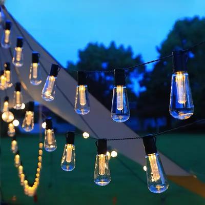 Solar Powered LED String Lights Highlight Outdoor Shatterproof Big Bulbs Garden Holiday Decor Waterproof Lights Camping Light