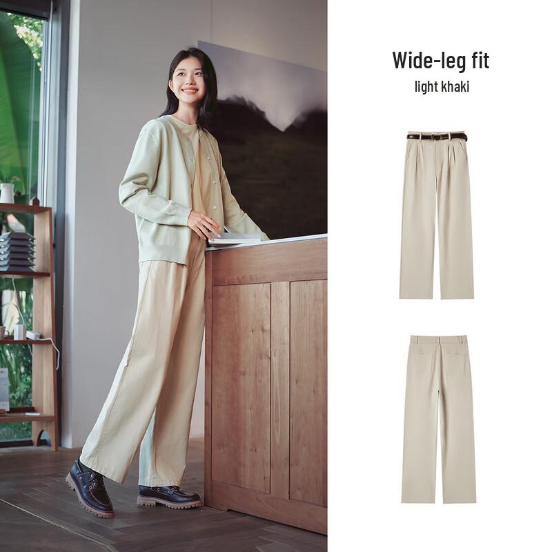 Semir Women's Brushed Wide-Leg Casual Pants with Belt