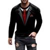 Women Faux Two Piece Suits Tops O Neck Long Sleeve 3d Print T Shirt