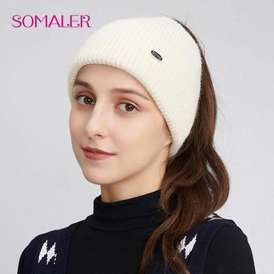 Bayan At Kuyruğu örgü şapkalar Moda Sıcak Yün Bere Kış Örme Spor Koşu Şapkası Açık Kayak Kap