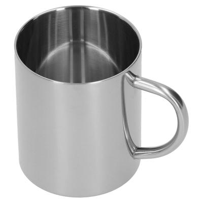 Caneca de Café Chá de Aço Inoxidável 304 de Camada Dupla Anti-Escaldante com Alça Prateada, 400ml Copo Premium de Louça para Bebidas Quentes (Prata)