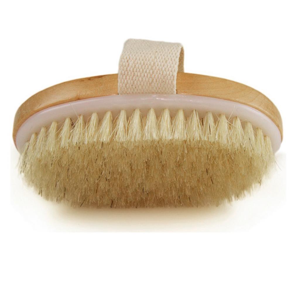Dry Brushing Body Brush Back Scrubber Brush With Long Handle Natural Bristle Shower Massager for Exfoliating Body Skin Wet Dry