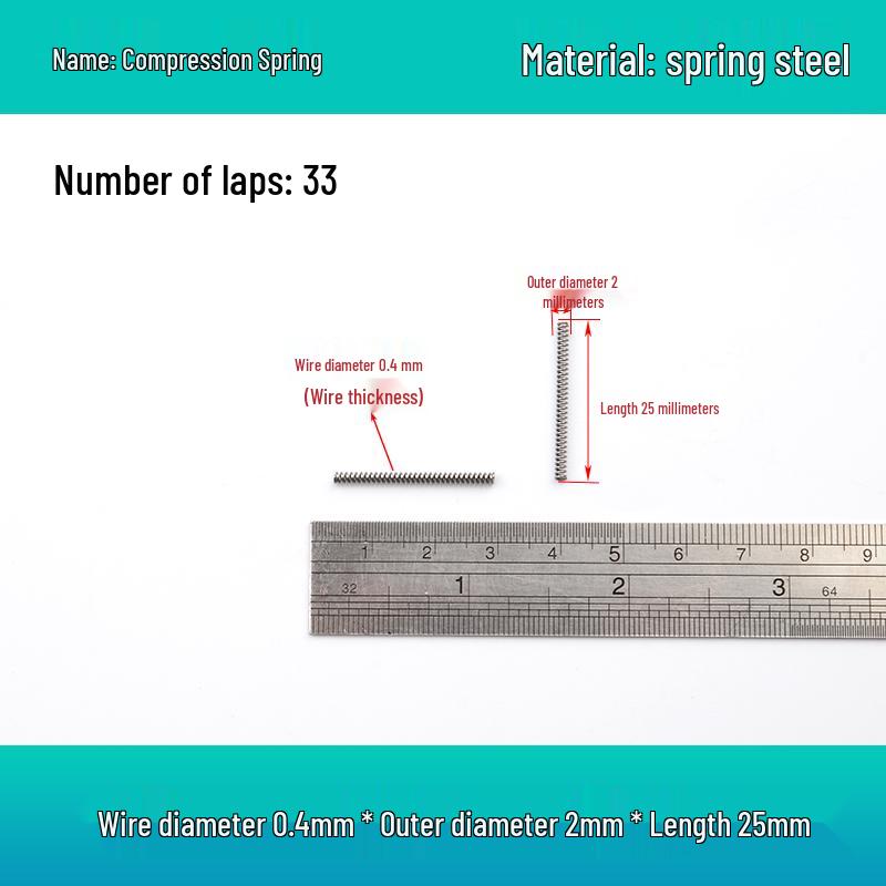 Small Mechanical Compression Spring: 0.4mm Wire, 2-8mm Outer Diameter