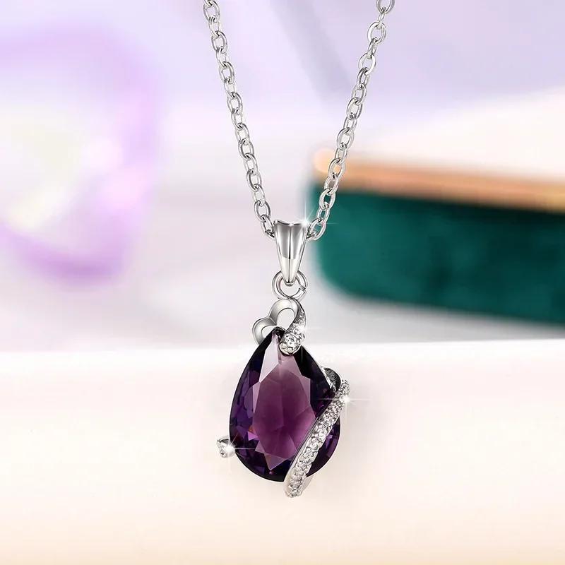 Luxuriöse Birnenförmige Zirkonia Damen-Anhänger Halskette, Eleganter Damenschmuck, Geeignet für Hochzeiten