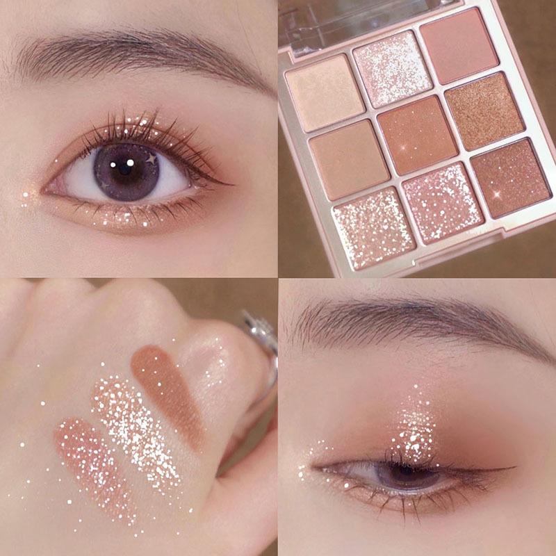 9 Colors Matte Shimmer Eyeshadow Pallete Glitter Eyeshadow Waterproof Lasting Eye Pigments Eyeshadow Beauty Makeup Cosmetic