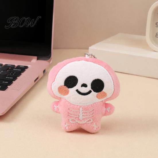 Squeaky Halloween Pendant Plush Pendant, Stuffed Skeleton Mummy Bear Keychain Toy Decorative Accessory for Backpacks Handbags Purses