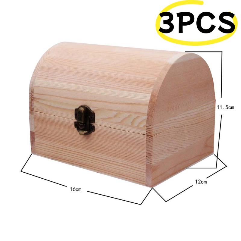 New 1/3Pcs Jewellery Keepsake Pine Plain Storage Wedding Wooden Arched Hinged Boxes Practical Decorate Wooden Box Trinket