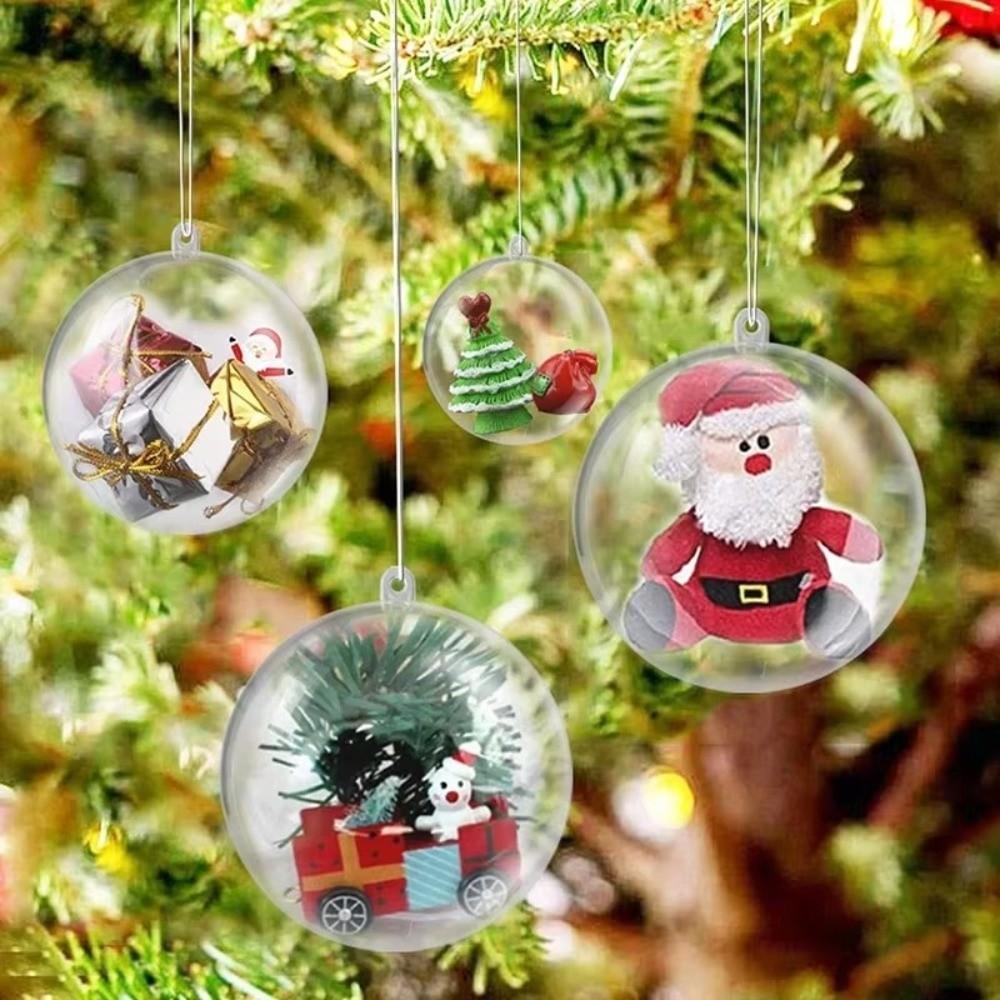5PCS Large Capacity Christmas Transparent Ball DIY Bauble Ornament Hollow Fillable Bauble Balls Home Party Gifts Box Decor