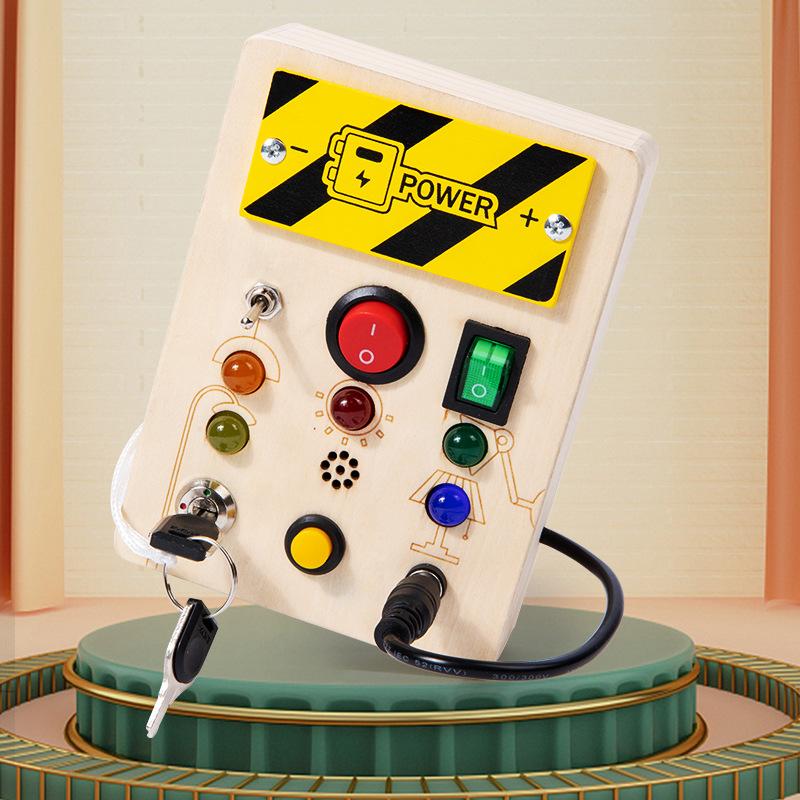 Children'S Simulation Switch Socket Led Circuit Board Montessori Early Education Analog Key Unlocking Busy Board Educational Toy