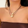IngeSight.Z 2Pcs Korean Black Wax Rope Chain Choker Necklace Punk Heart Shaped Pendant Necklace Women's Charm Jewelry Gifts