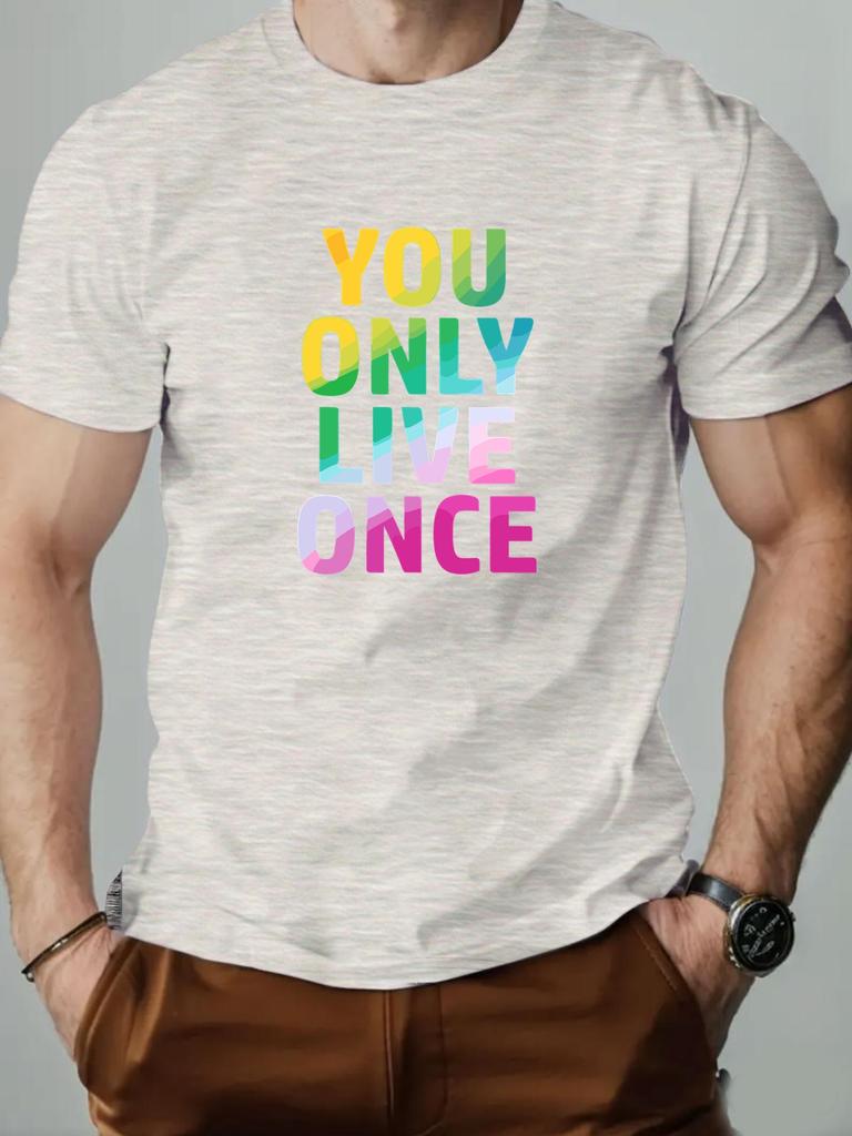 Mens cotton Tshirt YOU ONLY LIVE ONCE summer round neck short sleeve graphic breathable fashion casual Tshirt