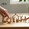 Traditional Holiday Scenes for Kids 13Pcs Wooden Christmas Nativity Scene Set, Mini Holy Family Figurines, Small Religious Collectibles Tabletop