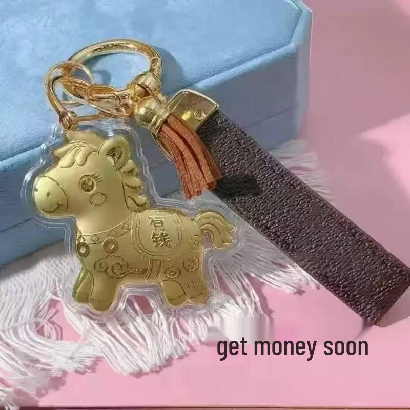 Year of the Horse 999 Pure Gold Keychain & Phone Lanyard Pendant for Girlfriend Gift