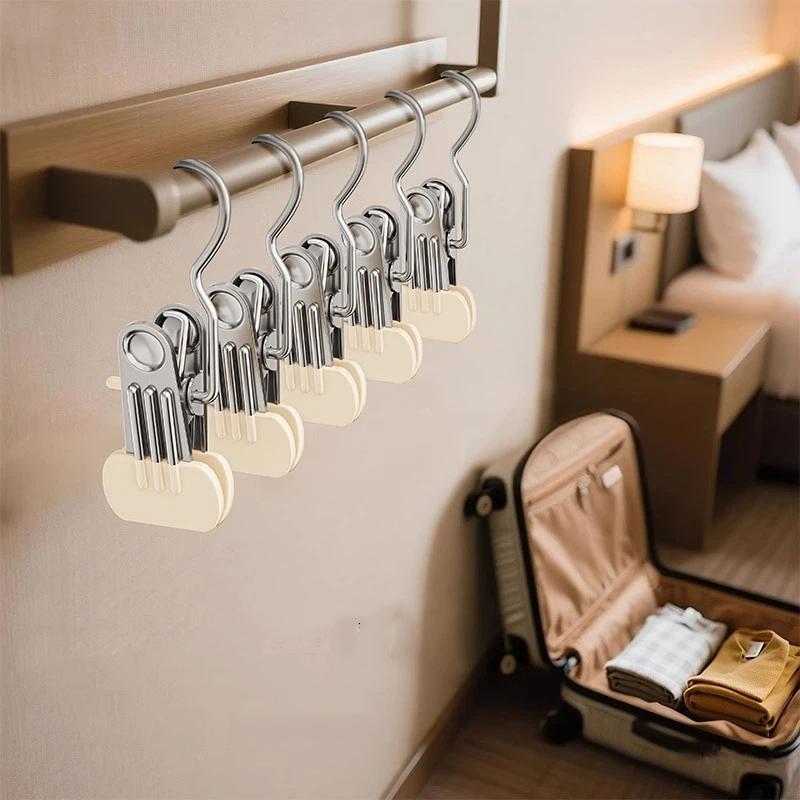 10 Pcks Multifunctional Clothes Pegs Clip Laundry Tongs Pants Hanger Dirty Laundry Basket Traceless Hat Hook Clothespin Storage