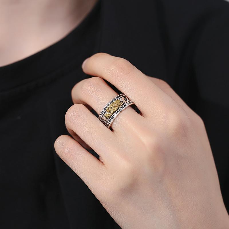 Retro National Wind Flying Dragon Ring Craftsmanship Domineering Fashion Living Ring Ring