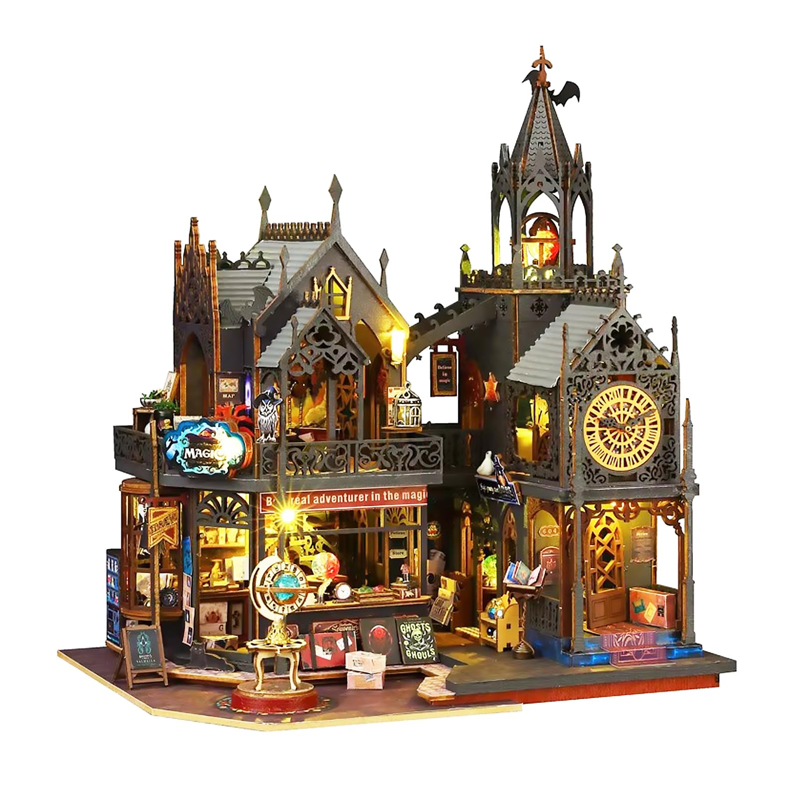 

Миниатюрный дом Кукольный домик Замок 3D Ручной работы Деревянный пазл-конструктор с английским интерьером для и Идеальный подарок на день рождения или Рождество, Holo II