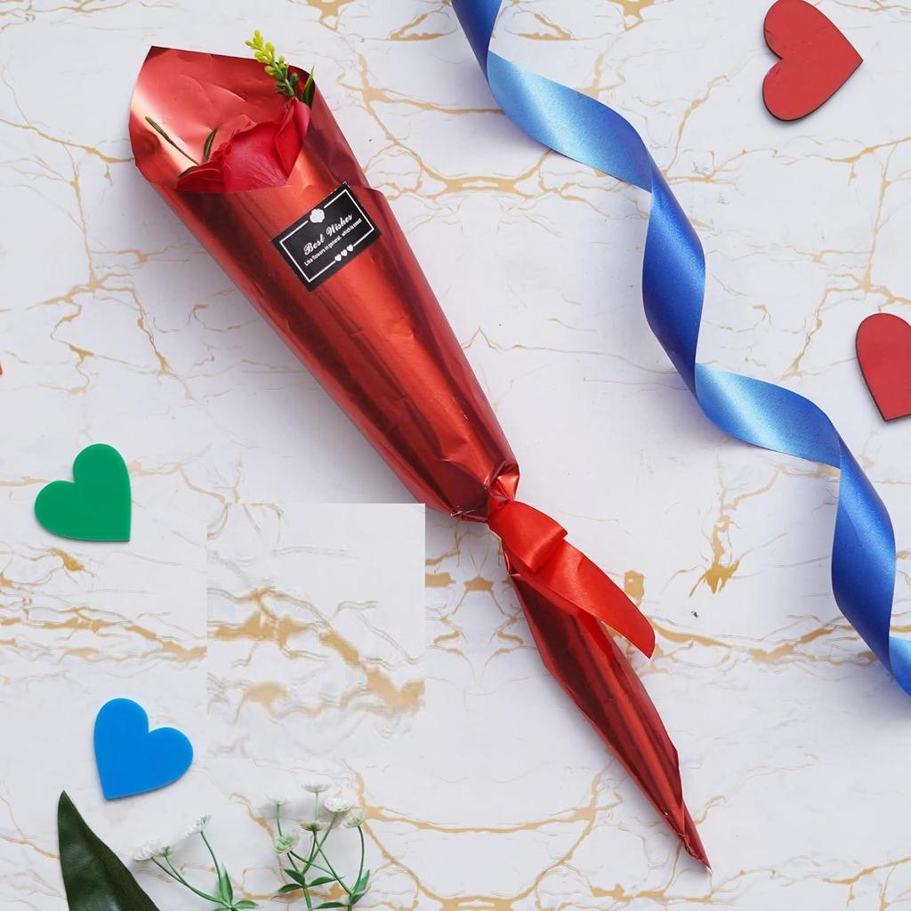 Beste Wünsche Künstliche Rose Blume Dekorative Schaustück Geschenk | Valentinstagsgeschenk für Freundin Freund | Valentinstag Dekoartikel