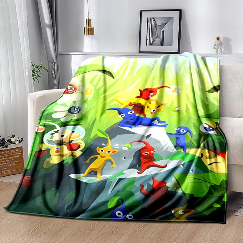 1 manta con diseño de estampado Pikmin, manta ligera para sofá, cama - Suave y cálida, regalo para todas las estaciones como Navidad, Halloween