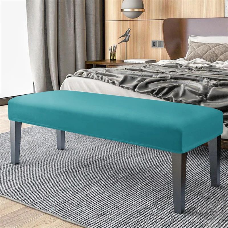 1Pc Stretch Velvet Bench Cover Anti-Dirty Classic Solid Color Bench Slipcover Washable Bench Seat Protector Cover For Bedroom