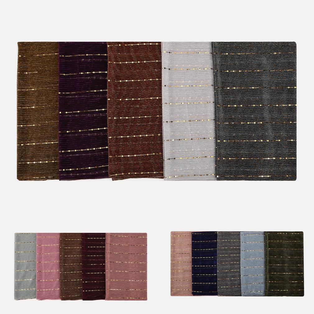 Women Gold Sequins Hijab Scarf, 70x180cm Polyester Shawl Head Cover Daily Wear