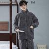 Men's Thickened Coral Fleece Long-Sleeve Flannel Pajama Set for Autumn and Winter - Wearable Outdoors