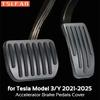 For Model 3 Y 2021-2025 Highland Juniper 2pcs Aluminum Alloy Brake Accelerator Foot Pedals Cover Car Accessories