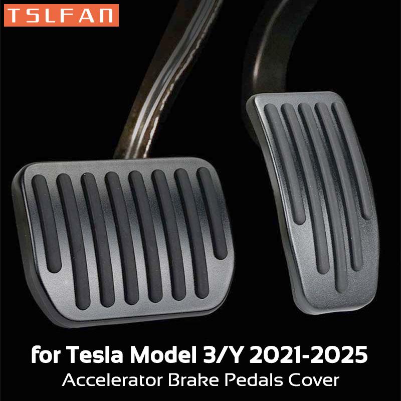 For Tesla Model 3 Y 2021-2025 Highland Juniper 2pcs Aluminum Alloy Brake Accelerator Foot Pedals Cover Car Accessories