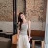 Korean Spice Girl Pure Desire Wind Lace Edge Fake Two-piece Suspender Vest Summer New Women's Slim Wear Sleeveless Top