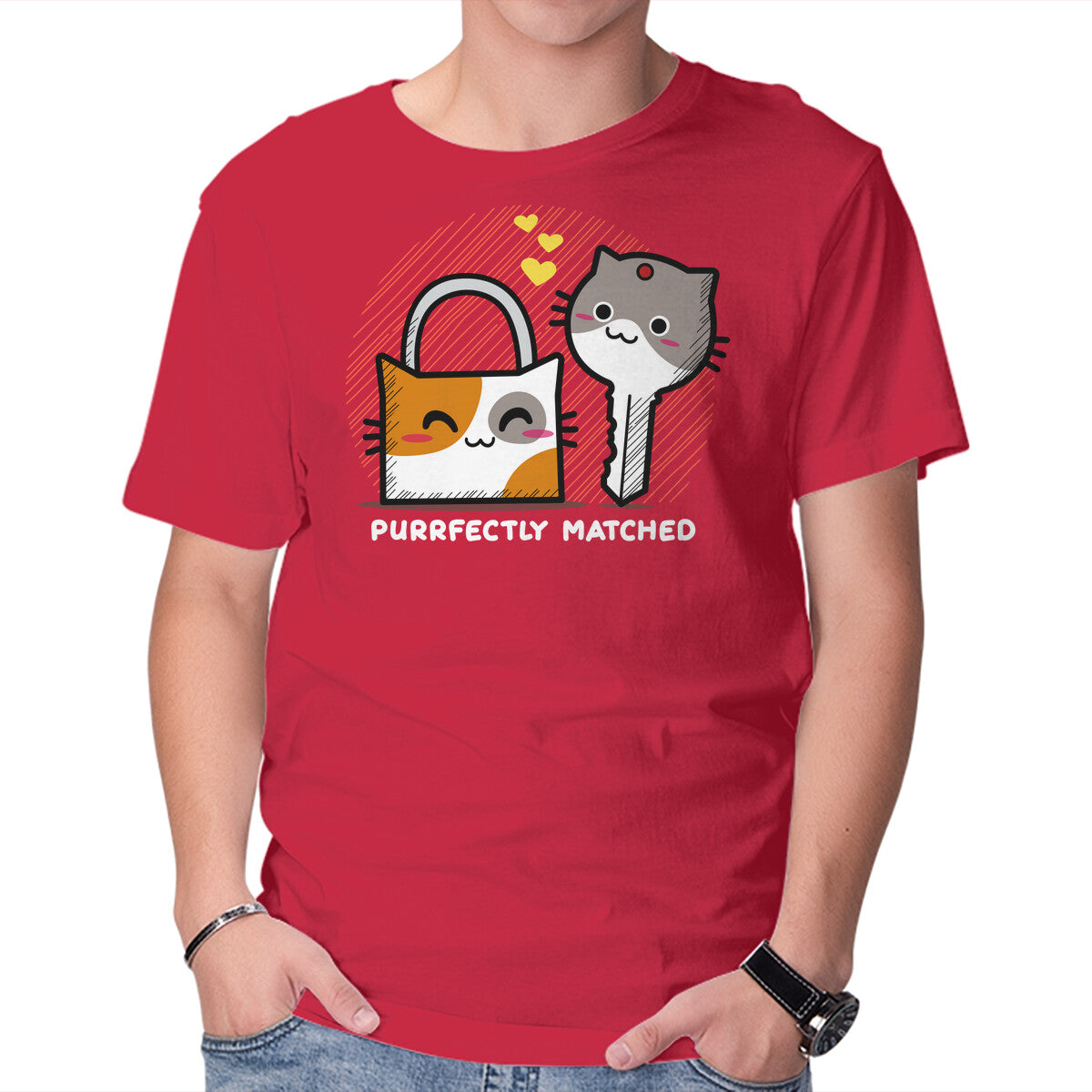 Unisex Crew Neck T-Shirt Purrfect Match Graphic Short Sleeve Casual Tee M
