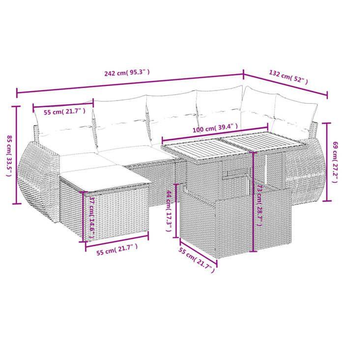 VidaXL Garden Lounge Set with Cushions 7 Pcs, Patio Sofas, Patio Furniture Set, Outdoor Furniture, Black 3272294