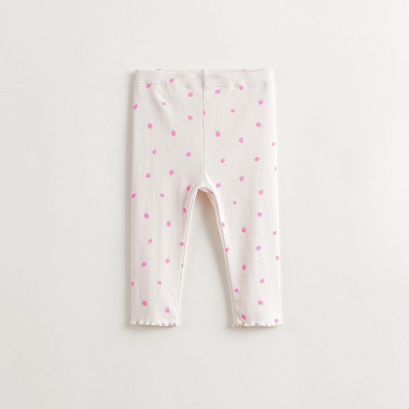 Mark Jenny Girls  Seamless Printed Stretch Ribbed Leggings Children s Pants 2025 Spring and Autumn Style 240720 Beige 100