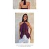 Purple Halter Mesh Ruffled Off Shoulder Sleeveless Sexy Women Casual Top