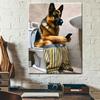 Unique Style Solid Canvas Humorous German Shepherd Dog Bathroom Wall Art, Indoor and Outdoor Home Decoration