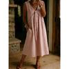 2026 New Women's Solid Color Lace Decorated Sleeveless Dress V-neck Casual Dress